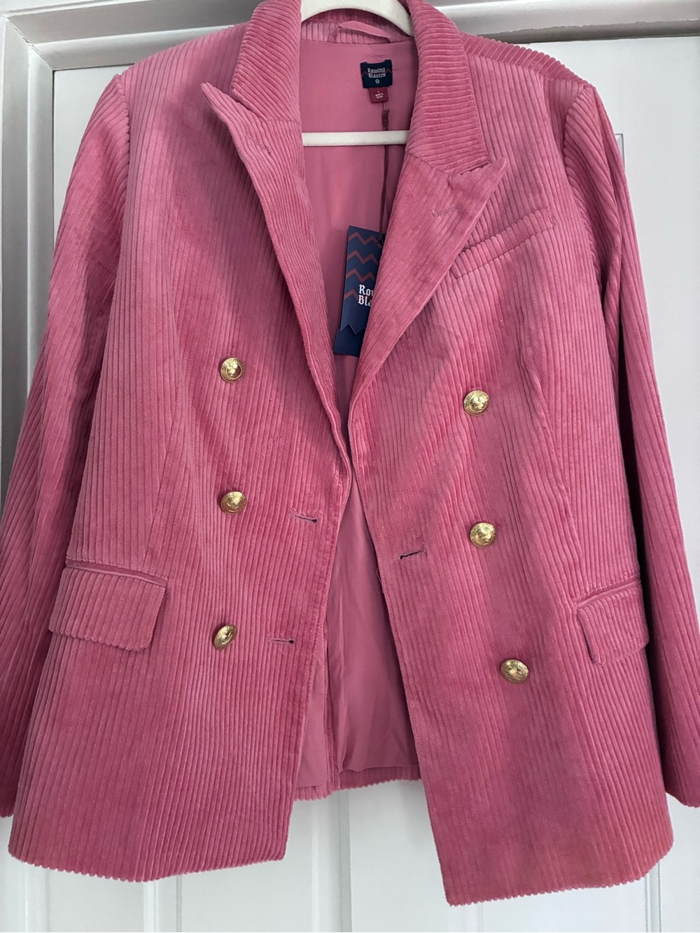 Rowing Blazers + Target - Pink Corduroy Double-Breasted Blazer with Gold Buttons